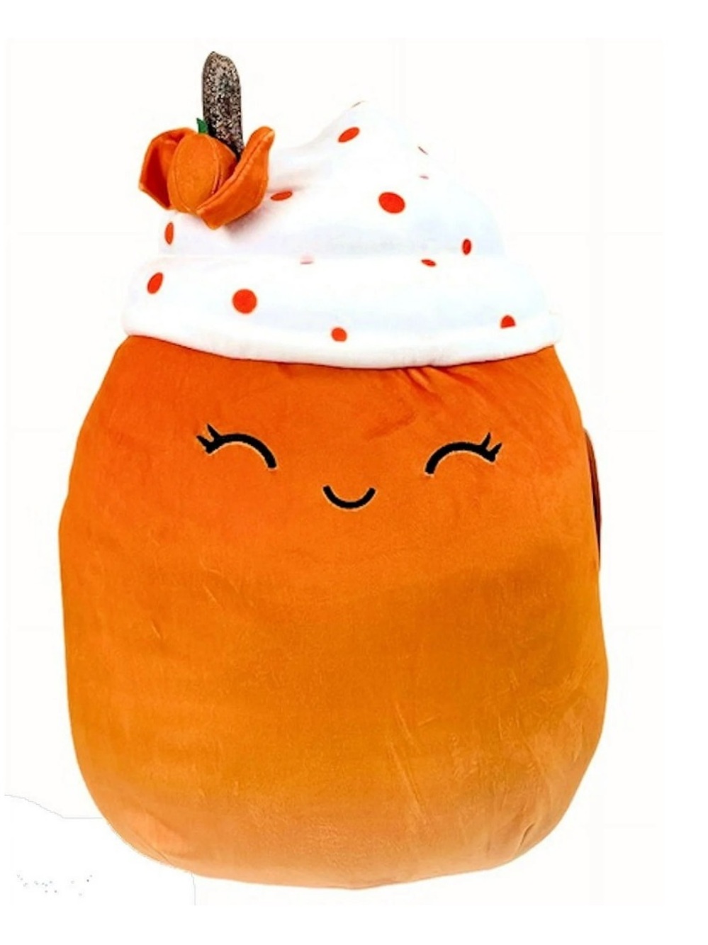 SQUISHMALLOW - Plush Pumpkin Spice Pillow in Bright Orange and White 14 inch